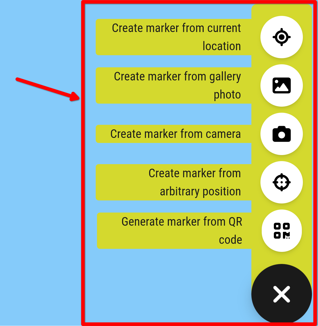 Create a marker button all options
