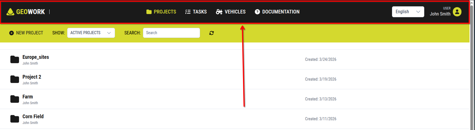 Global navigation bar