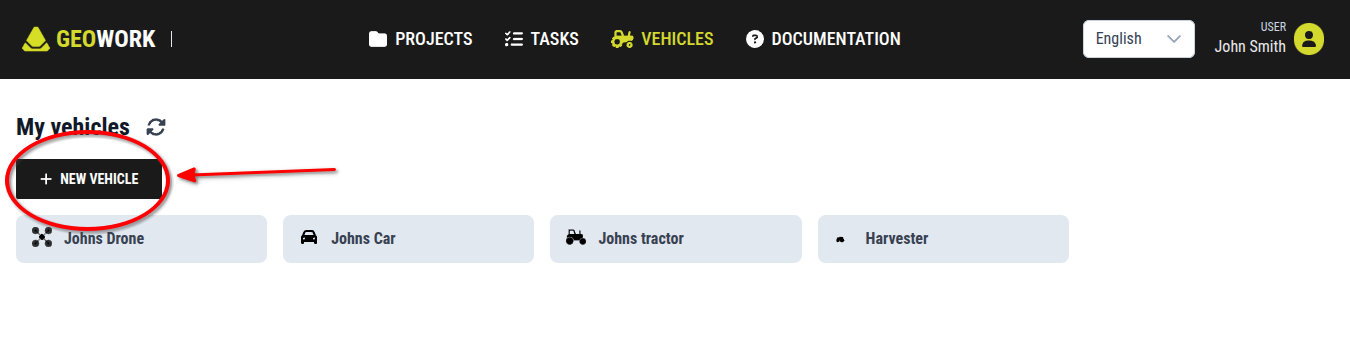 New Vehicle button
