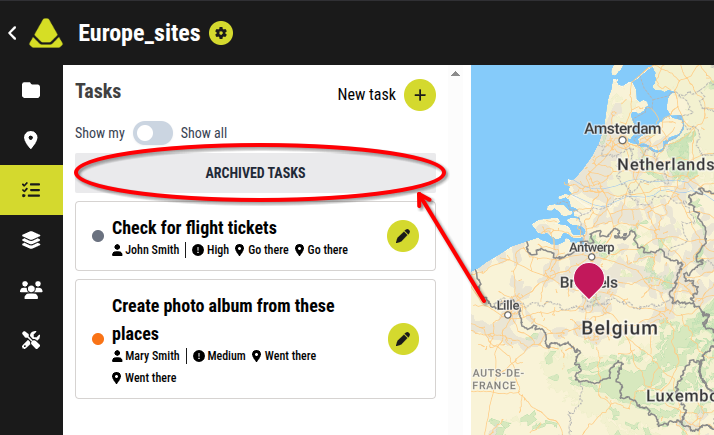 Archived tasks