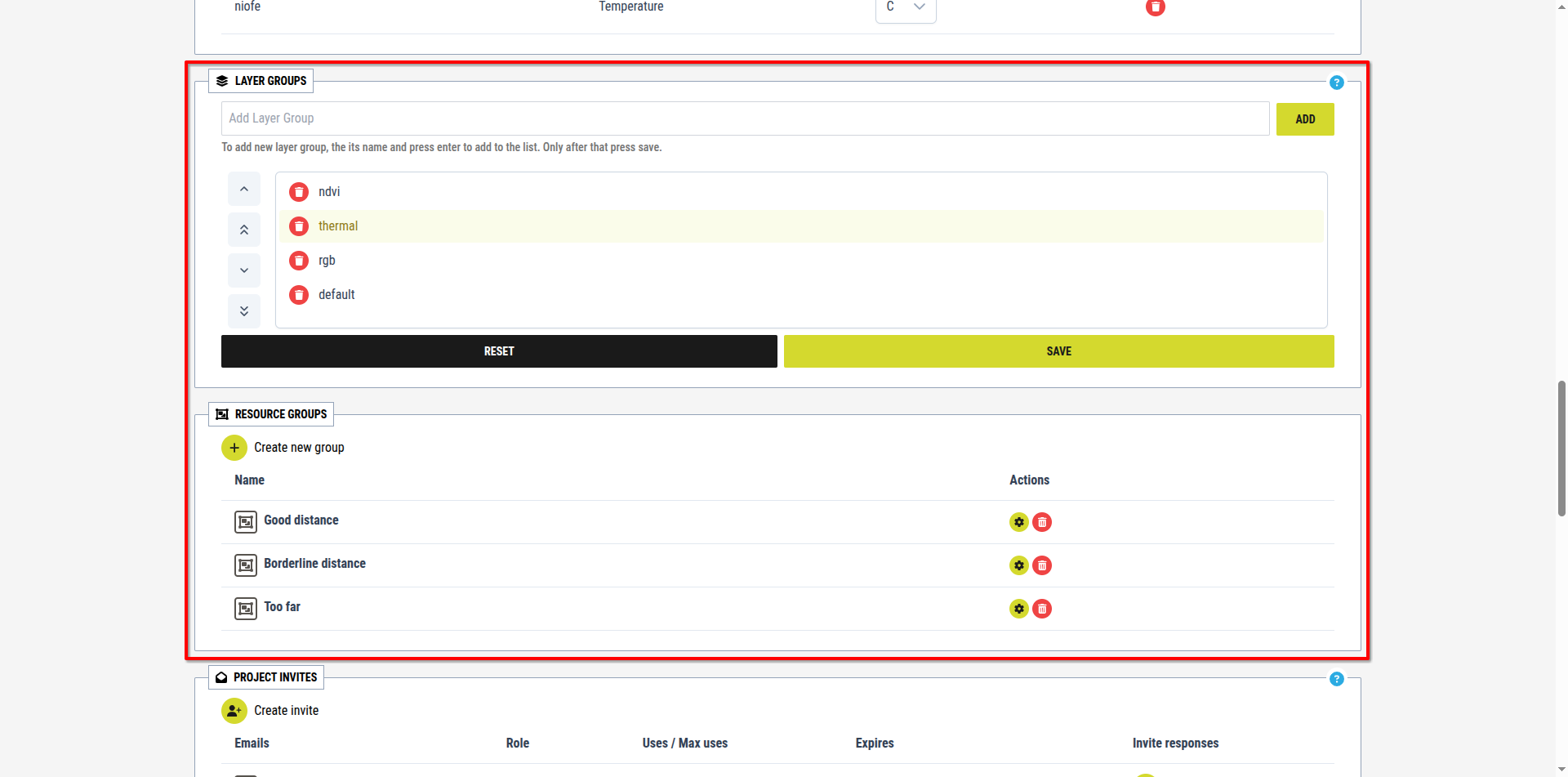 Groups settings
